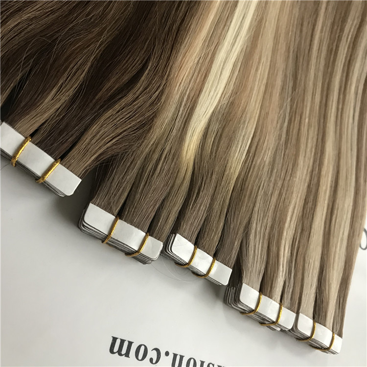 Customized highlighted ombre tape hair extensions H116